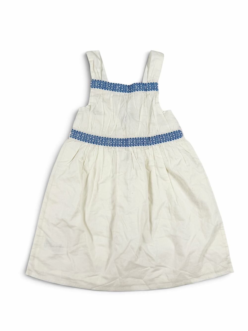 NEW Tea Collection Girls Embroidered Greece Tank Dress Ivory Blue Size 4